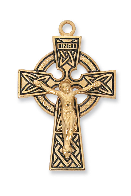 Gold over Sterling Celtic Crucifix Pendant 1 Gold over Sterling Celtic Crucifix Pendant
