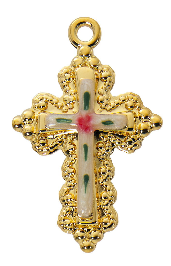 Gold over Sterling Silver Cloisonne Cross Boxed 1 Gold over Sterling Silver Cloisonne Cross Boxed