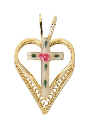 Gold over Sterling Silver Cloisonne Heart