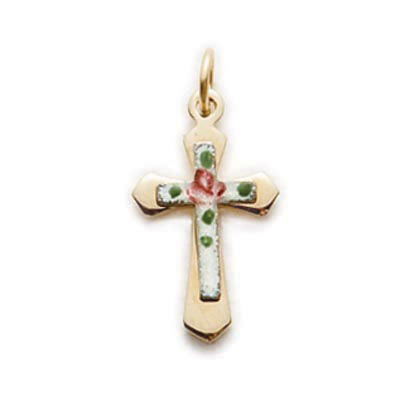 Gold over Sterling Silver Cloisonne Cross Boxed 1 Gold over Sterling Silver Cloisonne Cross Boxed