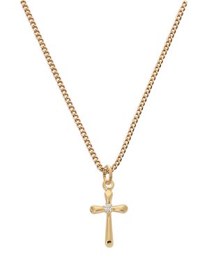 Gold over Sterling Silver Cross 13" CH Deluxe Boxed