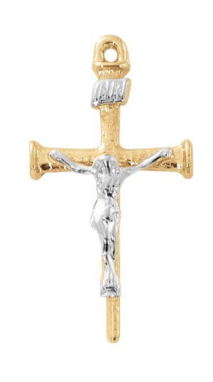 Gold over Sterling Silver two tone Crucifix