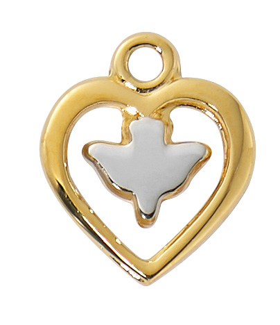 Gold over Sterling Silver two-tone heart with Dove boxed 1 Gold over Sterling Silver two-tone heart with Dove boxed