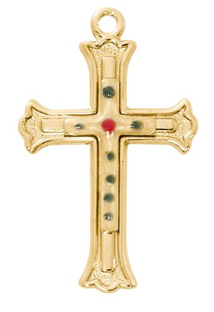 Gold over Sterling Silver Cloisonne Cross