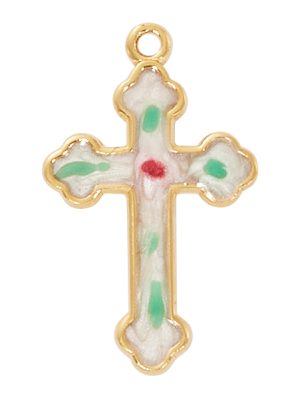 Gold over Sterling Silver Cloisonne Cross
