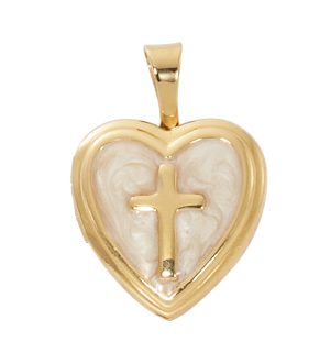Gold over Sterling Silver cross Heart locket