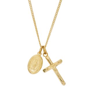Gold over Sterling Silver Miraculous and Crucifix