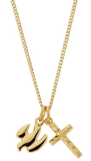 Gold over Sterling Silver Holy Spirit and Cross