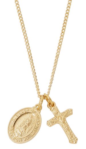 Gold over Sterling Silver Guadalupe and Cross
