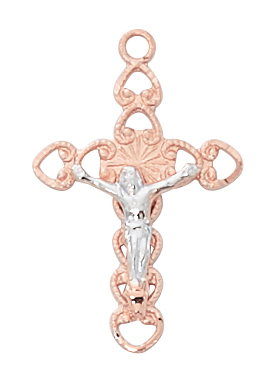 Rose-Gold over Sterling Crucifix Boxed