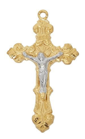 Gold over Sterling Silver Two-tone Crucifix
