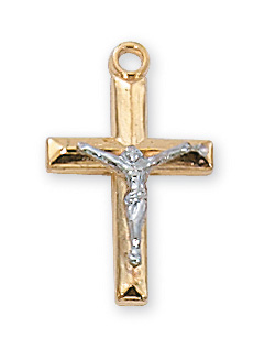 Gold over Sterling Two Tone Crucifix Pendant