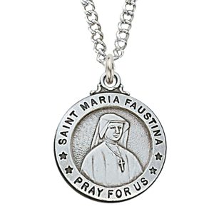 Sterling Silver St. Maria Faustina Pendant