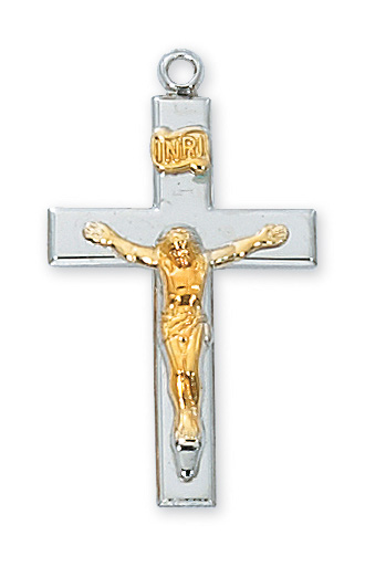 Sterling Silver Two Tone Crucifix Pendant 1 Sterling Silver Two Tone Crucifix Pendant