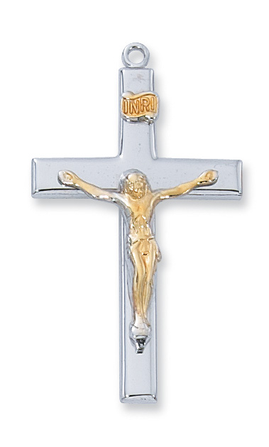 Sterling Silver Two Tone Crucifix Pendant 1 Sterling Silver Two Tone Crucifix Pendant