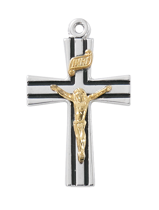 Sterling Silver Two-tone Crucifix Boxed 1 Sterling Silver Two-tone Crucifix Boxed
