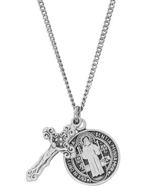 Sterling Silver St. Benedict and Crucifix