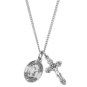 Gold over Sterling Silver St. Michael and Crucifix