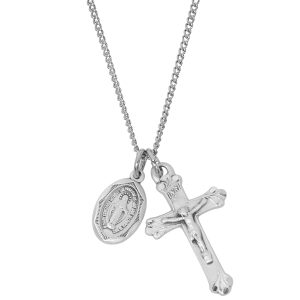 Sterling Silver Miraculous and Crucifix