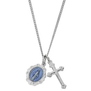 Sterling Silver Miraculous and Cross