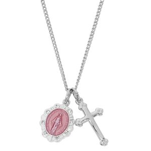 Sterling Silver Miraculous and Cross
