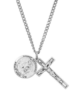 Sterling Silver St. Michael and Crucifix