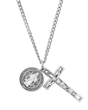 Sterling Silver St. Benedict and Crucifix