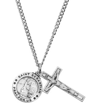 Sterling Silver St. Sebastian and Crucifix