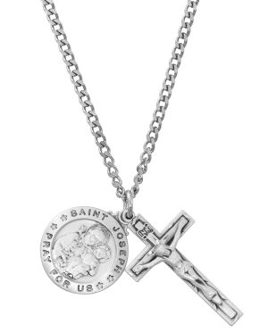 Sterling Silver St. Joseph and Crucifix