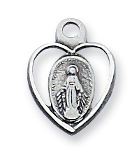 Sterling Silver Miraculous pendant on 13" chain boxed