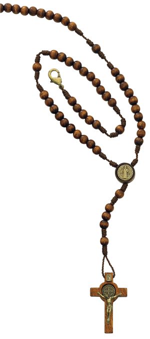 SMALL BROWN WOOD ST. BENEDICT ROSARY