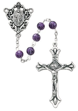 PURPLE BEAD ROSARY BOXED