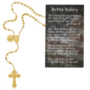 Gold Plated Battle Rosary Carded