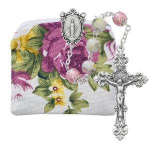 Pastel and Pink Rosary in Pouch