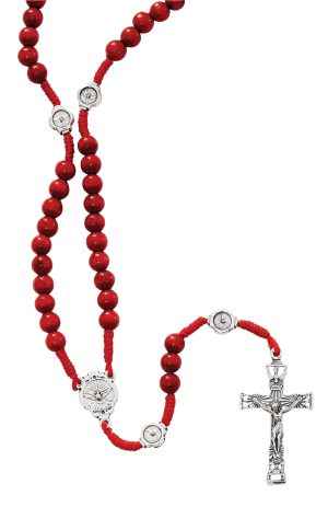 Red Corded Holy Spirit Rosary Boxed
