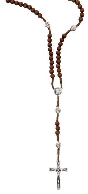 Brown Corded St. Pio Rosary Boxed