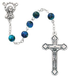 BLUE SWIRL ROSARY PLASTIC BOX