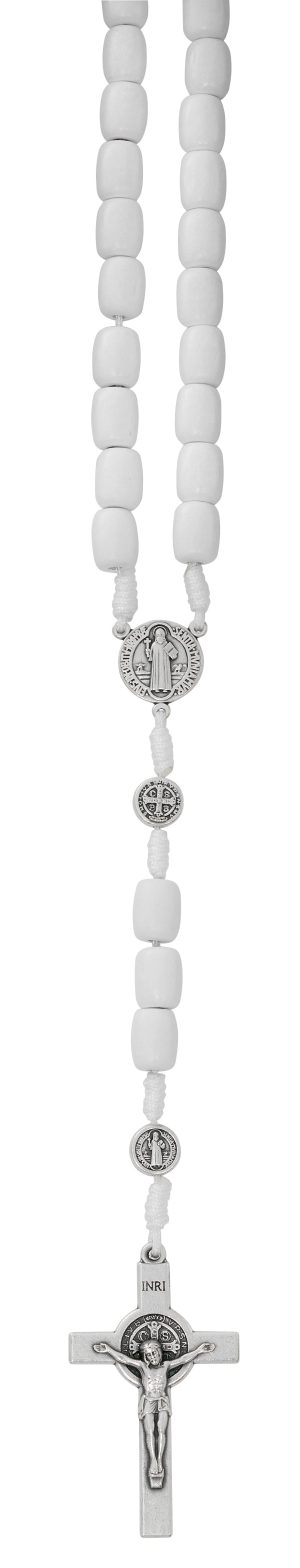 LARGE WHITE BENEDICT ROSARY