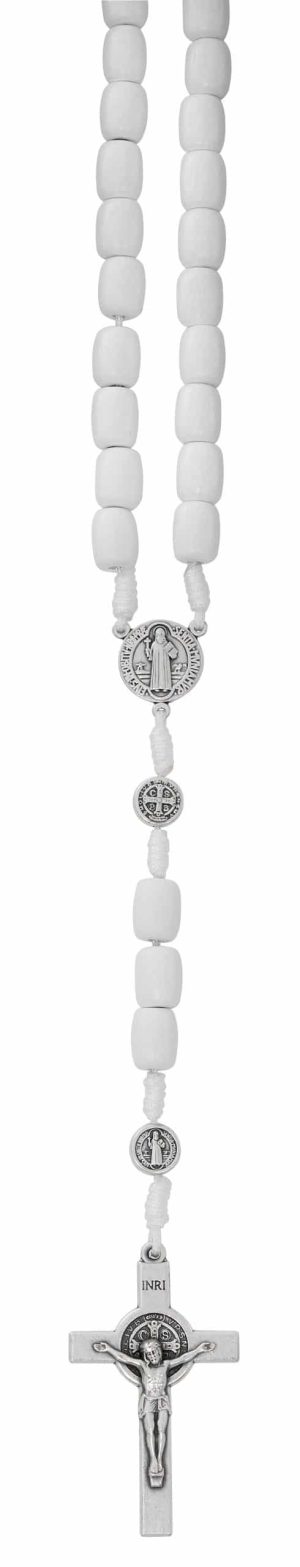 LARGE WHITE BENEDICT ROSARY