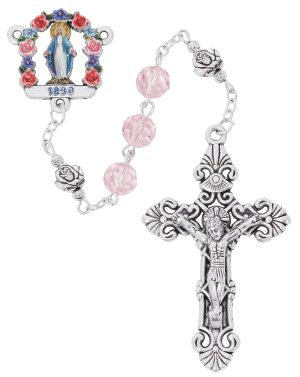 MIRACULOUS PINK ROSARY DELUXE BOXED
