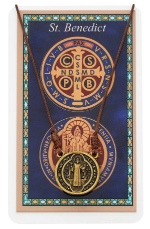 ANTIQUE GOLD ST. BENEDICT WITH HOLY CARD