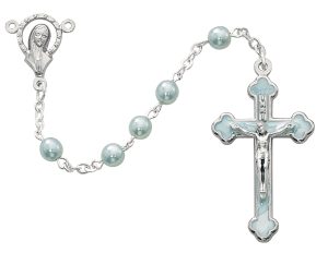 5mm Blue Rosary Blue Epoxy Crucifix Boxed