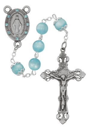 BLUE CATS EYE ROSARY DELUXE BOXED