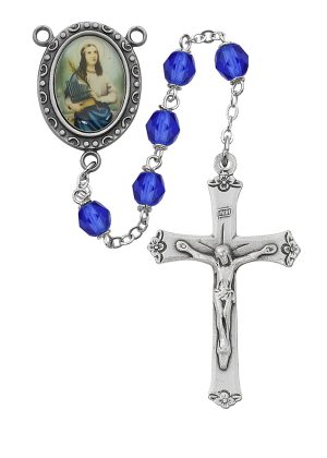 Blue St Cecelia Rosary Boxed