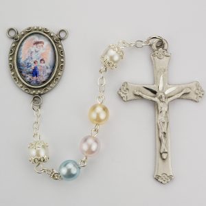 Multi Pearl like Guardian Angel Rosary Boxed
