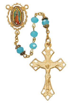 Aqua Guadalupe Rosary Boxed