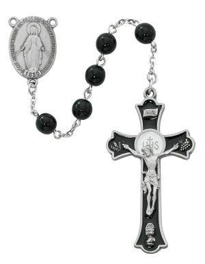 Black Holy Mass Crucifix Rosary Boxed