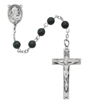 Sterling Black Onyx Rosary Boxed