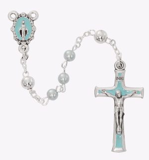BLUE PEARL WITH METAL O.F. BEAD