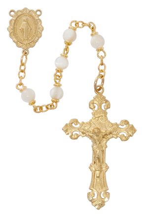 GENUINE MOTHER OF PEARL ROSARY DELUXE BOX